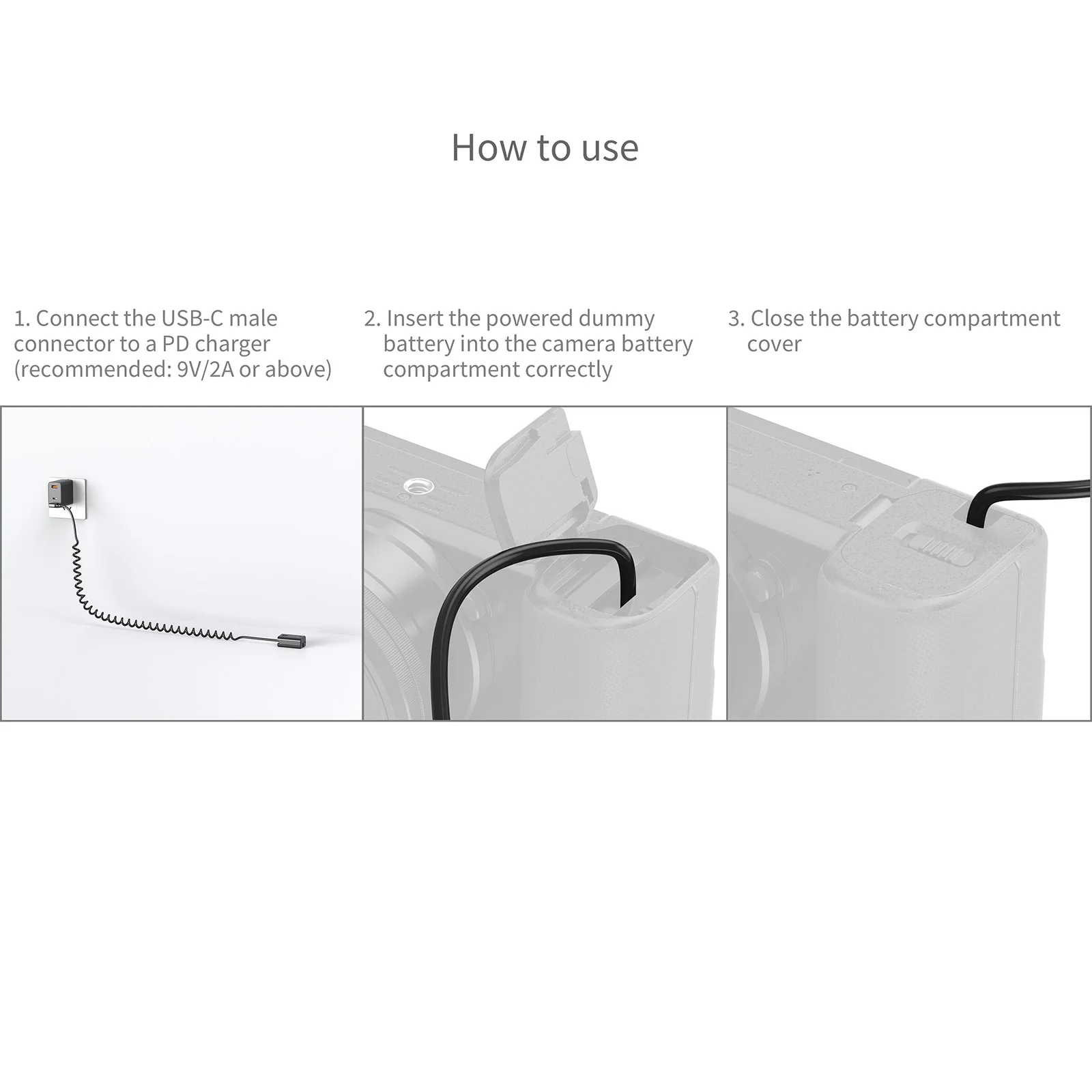 Sony Camera Zv-E10 - SmallRig 6542 USB-C dummy-accukabel voor Sony